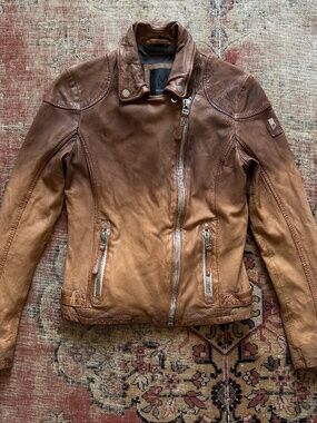 Vintage Y2K Brown Leather Gradient Zip Jacket